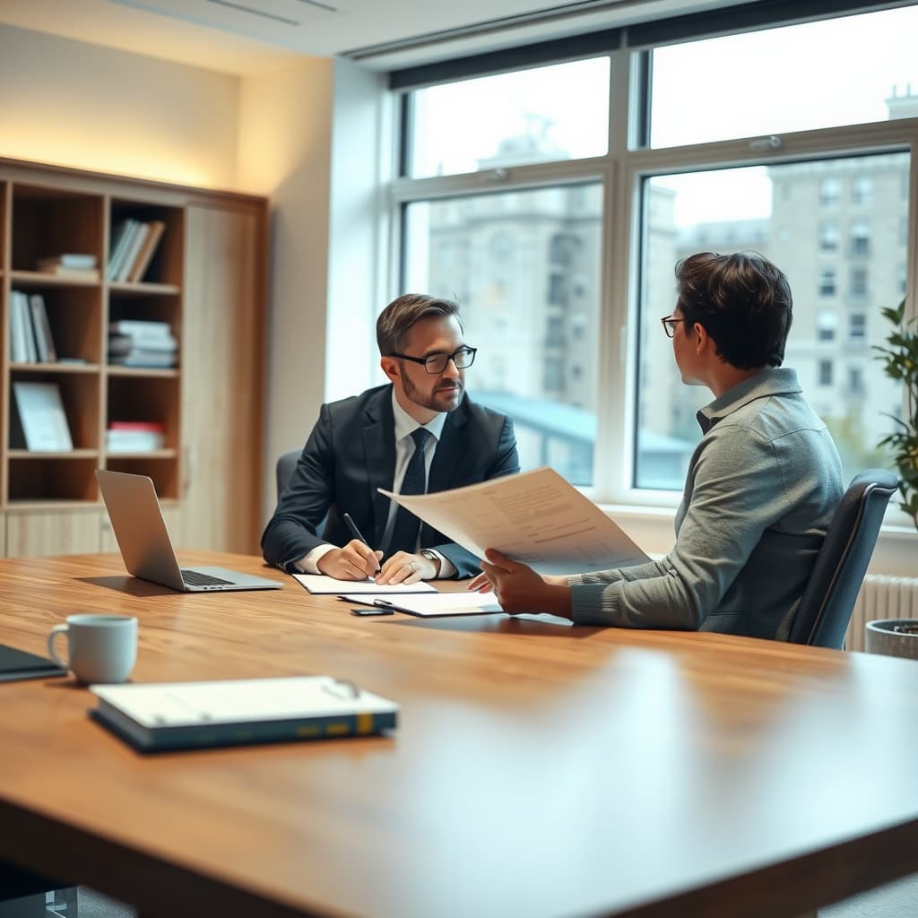 Bachmann Robinson accountant reviewing tax documents with a client
