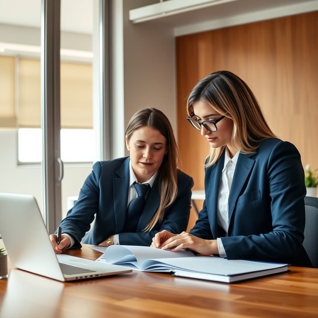 A Bachmann Robinson accountant working through documents with a client